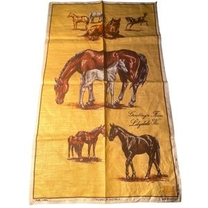 Vintage horse print kitchen cloth. 100% linen.